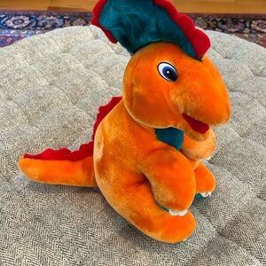 Vintage BJ Toy Co orange dinosaur